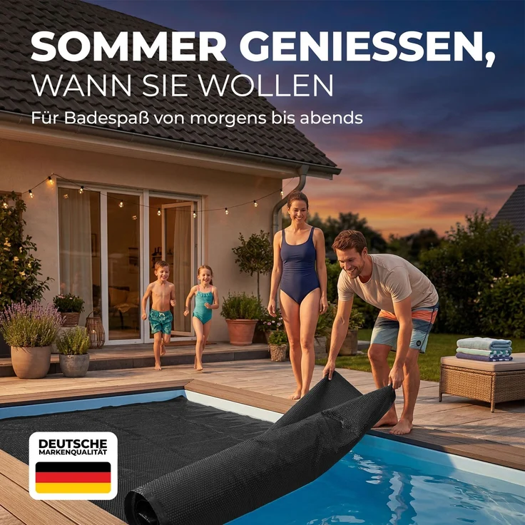 Miganeo Pool Solarfolie 600 x 400 cm Deluxe rechteckig |180 my | schwarz | 12 mm Luftblasen – Bild 7