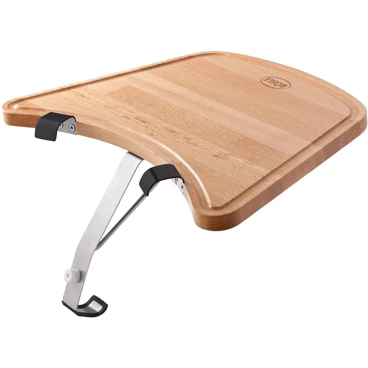 RÖSLE Ablagetisch Kugelgrill, Hochwertiger Buchenholztisch mit Saftrille zum Anhängen an den RÖSLE Kohlegrill No. 1 F50 AIR/F60 AIR/G60, Braun
