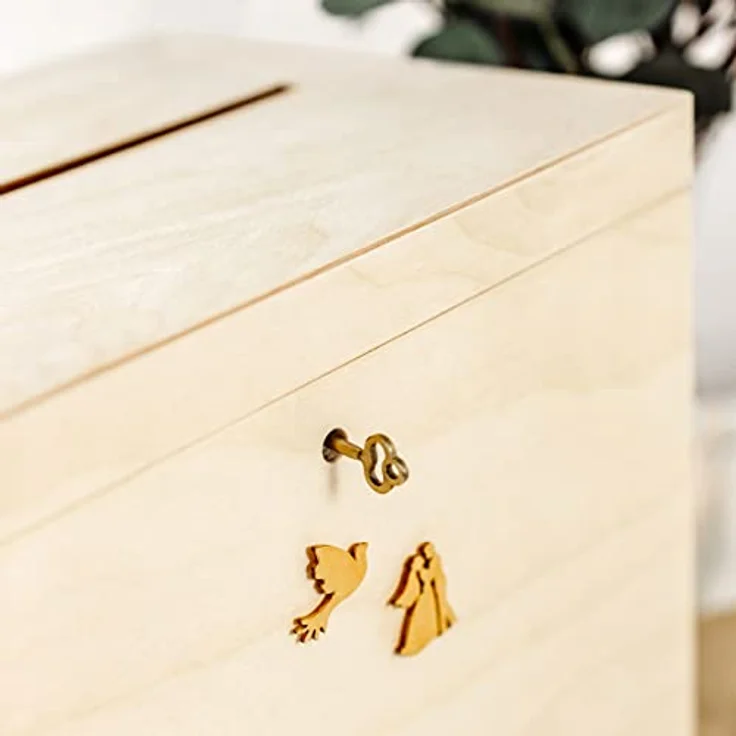 Creative Deco Dekokiste Kartenbox Hochzeit 29x25x30 cm Geschenkkarten Box Geldbox Briefbox, mit Deckel, Schloss und Schlüssel – Bild 9