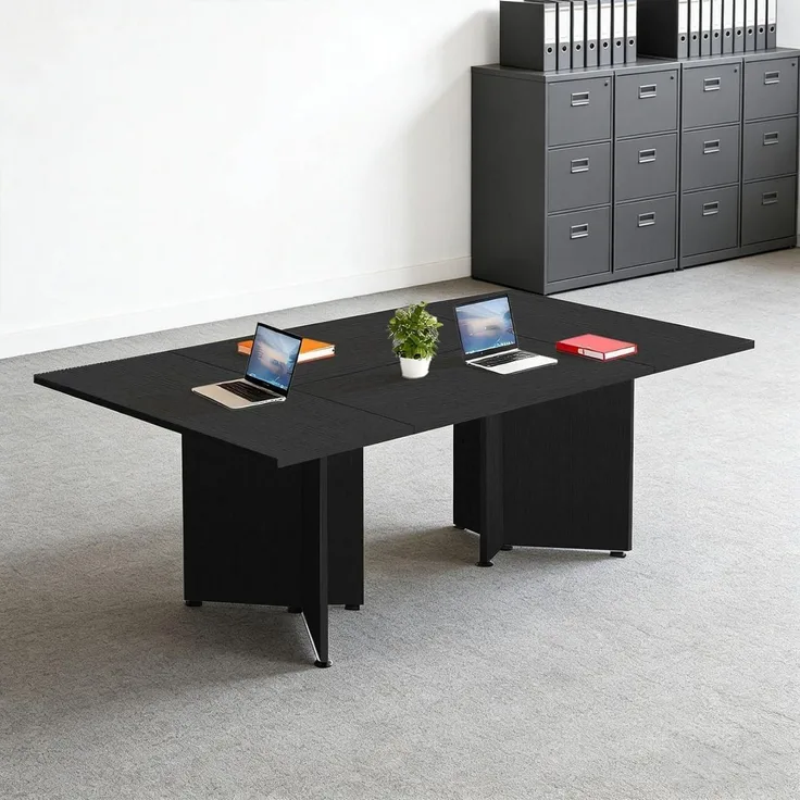 Konferenztisch Modularer 600 x 100 x 74 cm (200x3 cm) Schwarz