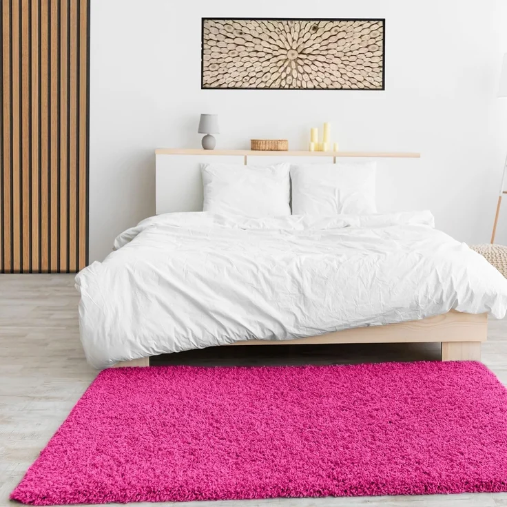 Vimoda Hochflor-Teppich Prime Shaggy Langflor Teppich pink, Rund, Höhe: 30 mm, Einfarbig Modern Läufer Pink Rosa – Bild 2