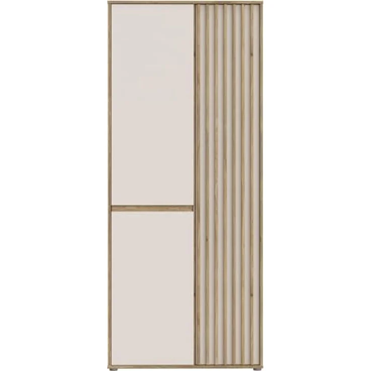 Forte ELISTON Kleiderschrank 80 90, moderner Kleiderschrank mit Lamellendesign, 2-türig, Holzwerkstoff, Schlafzimmer, Mauvella Eiche Holzdekor|Kashmir Beige, 84 cm breit x 200,1 cm hoch x 54 cm tief – Bild 3