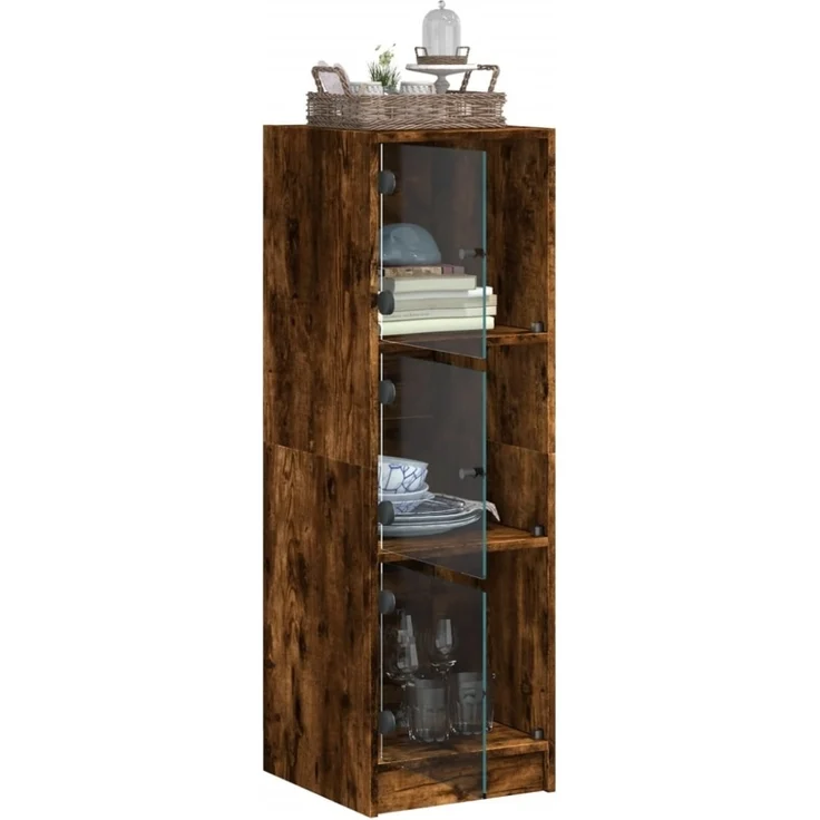 vidaXL Highboard mit Glastüren Räuchereiche 35x37x109 cm 836389 – Bild 10