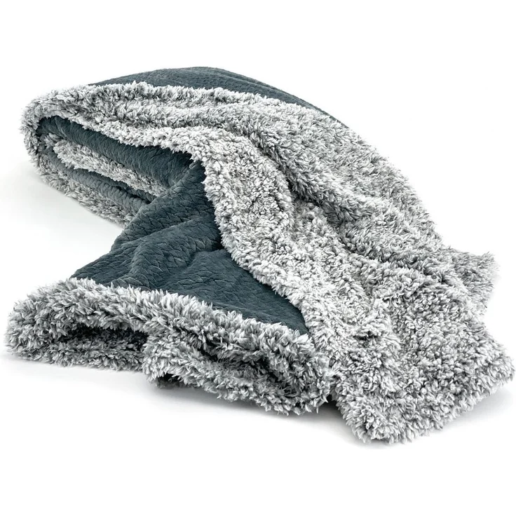Wohndecke Flauschig warme Kuscheldecke Samt Jaquard Flanell, heimtexland, mit Teddy Plüsch - kuschelig weich - Premium - fusselfrei – Bild 3