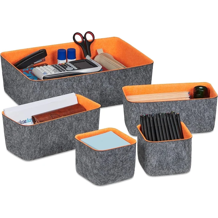 Relaxdays 5-teiliger Schubladen Organizer Filz – Bild 1