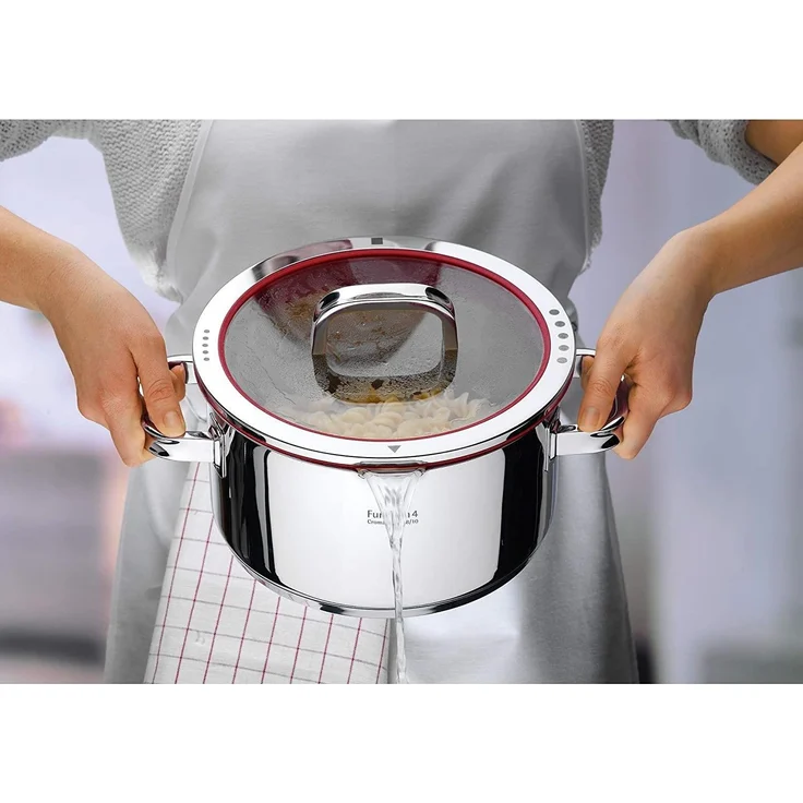 WMF 'Function 4' Topf-Set, Cromargan Edelstahl silber, Bratentopf (2,5l), Fleischtöpfe (1,9l), (3,9l), (5,7l) – Bild 6