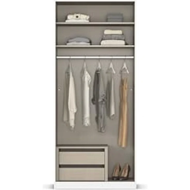 Rauch Möbel Alabama, Kleiderschrank für Schlafzimmer, Kinderzimmer, Wohnzimmer, Garderobe, Flur, 2-türig, Spiegel, mit Zubehör Premium, Farbe Beige/Eiche Artisan. Holz, Breite 91 cm – Bild 6