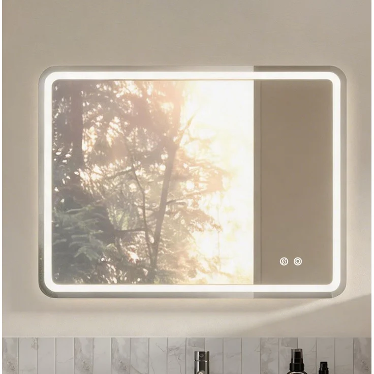 Badezimmerspiegel mit LED-Beleuchtung, Touchsteuerung & Anti-Beschlag, 60x80 cm, Silber – Bild 1