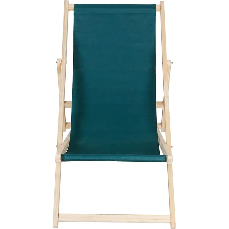 Sonnenliege Grün Strandmöbel Campingstuhl Holz klappbar Faltsitz Balkonsessel – Bild 2