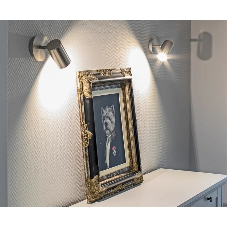 LED Wandstrahler FAINAS Silber, Spot schwenkbar, Breite 11cm