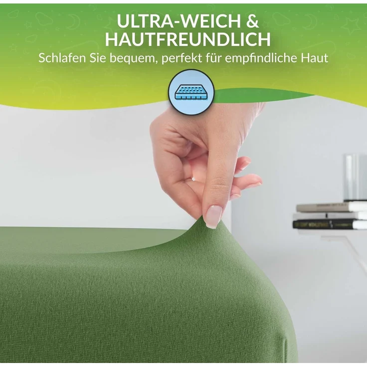 etérea Comfort Jersey Spannbettlaken Kaktus 90x200 cm - 100x200 cm – Bild 3