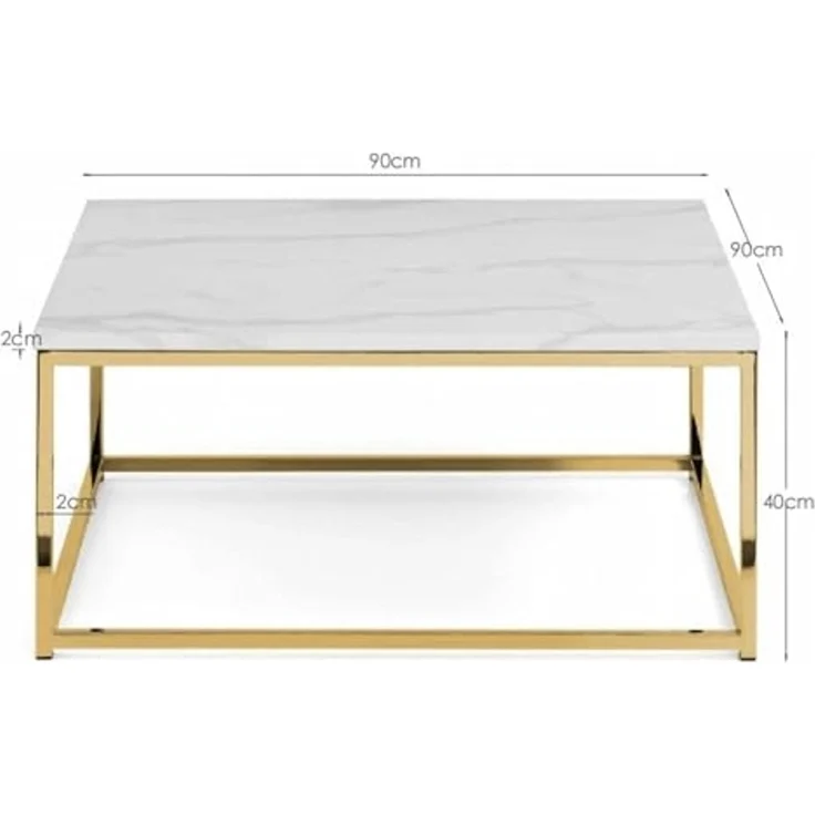 Julian Bowen Scala Couchtisch, Weißer Marmoreffekt/Gold – Bild 2