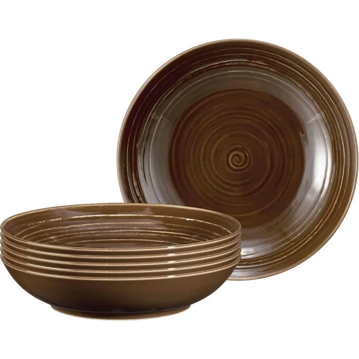 Seltmann Weiden Terra Suppenteller, 21,2 cm, braun, spülmaschinenfest und mikrowellenfest, 6er Set