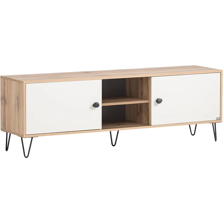 LOOKS by Wolfgang Joop Lowboard Organic, Eiche Landhaus Dekor/Cremebeige, 160 x 39 x 53,2 cm – Bild 1