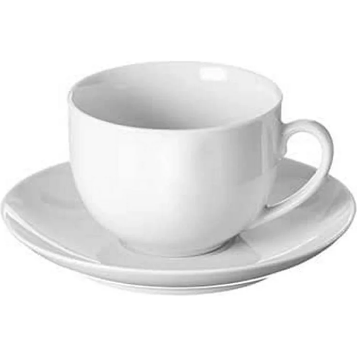 Schlichte Teetasse und Untertassenn aus Porzellan, Weiß, 255 ml, aus der Simplicity Kollektion von Price and Kensington
