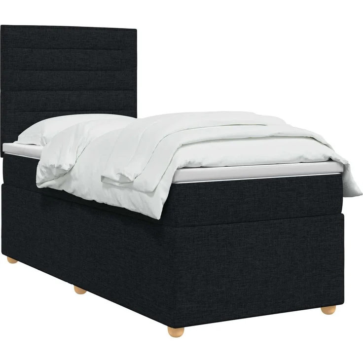vidaXL Boxspringbett mit Matratze Schwarz 100 x 200 cm Stoff 3453811 – Bild 3