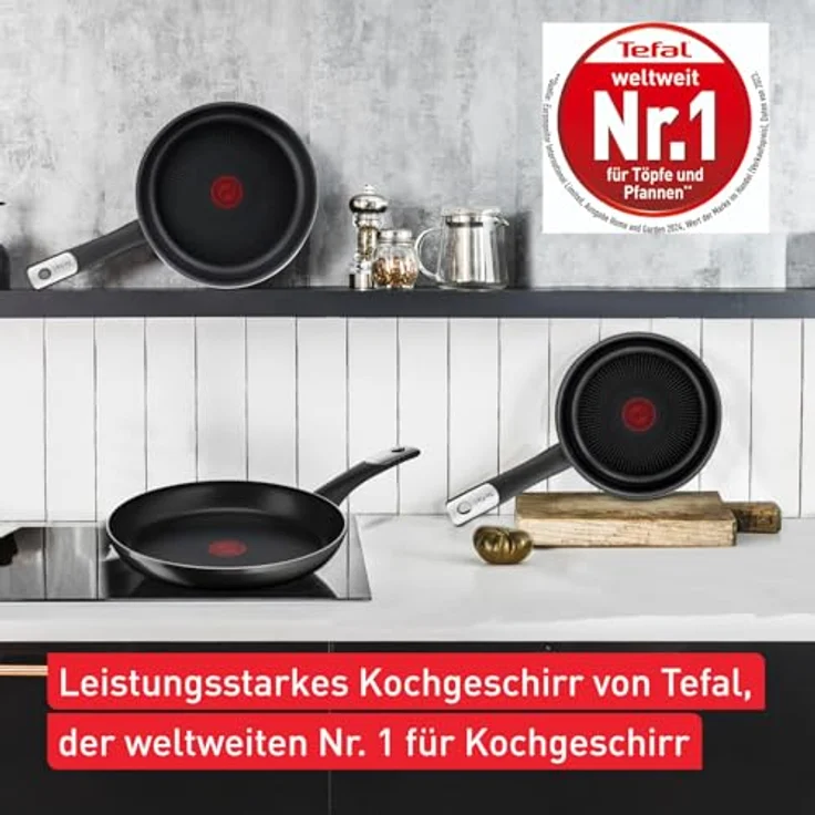 Tefal C38804 Bratpfanne aus hartem Titan Essential, 24 cm, Antihaftbeschichtung mit Titanpartikeln, Temperaturanzeige, spülmaschinenfest, Schwarz – Bild 7