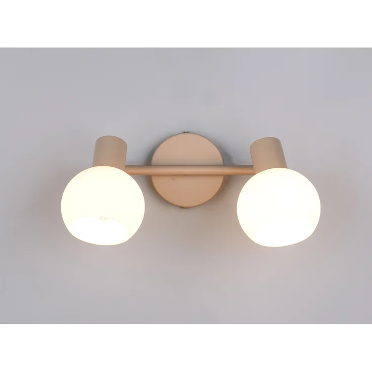 LED Deckenstrahler 2-flammig aus Metall in Beige mit Glasschirmen, Breite 25cm – Bild 4