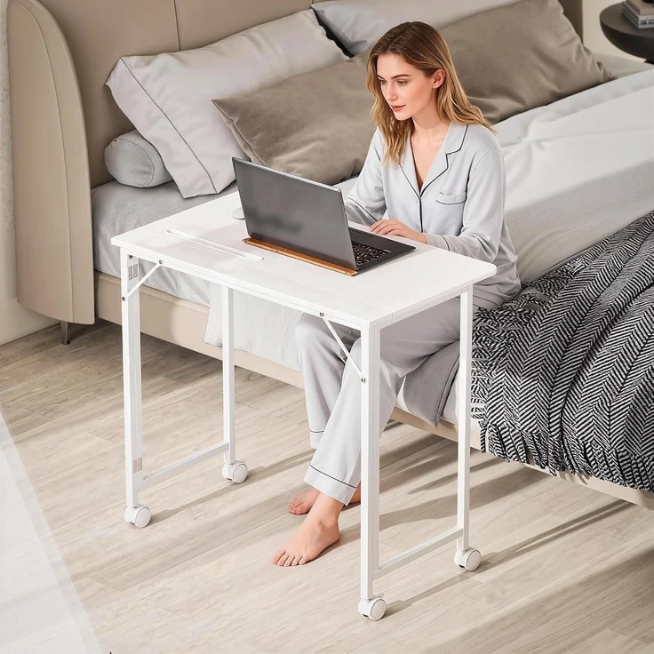 HOMCOM Schreibtisch, MDF, Stahl, Weiß, 80 x 52 x 75 cm – Bild 8