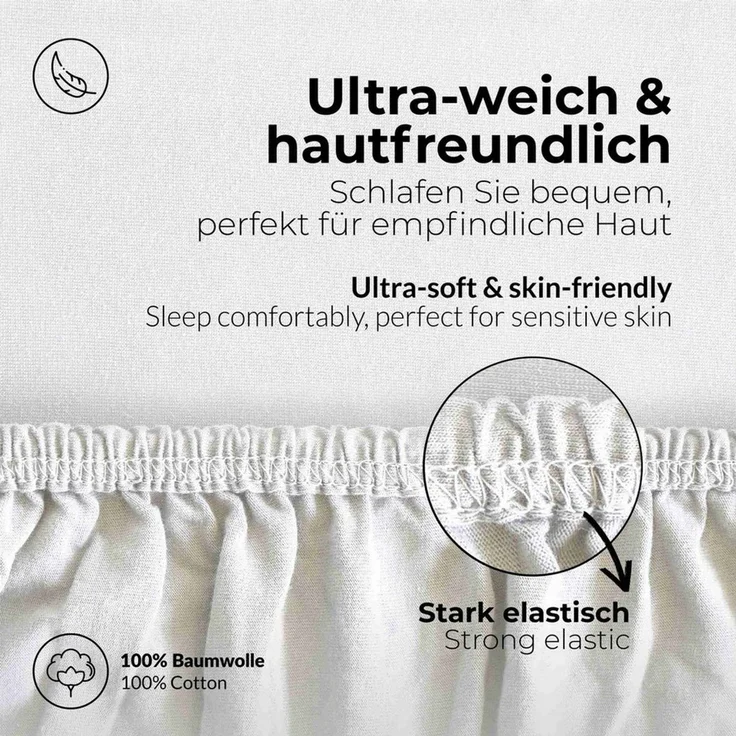 etérea Himmlische Qualität Spannbettlaken etérea Comfort Jersey Topper Spannbettlaken, Jersey, Gummizug: rundum, (1 Stück) – Bild 4