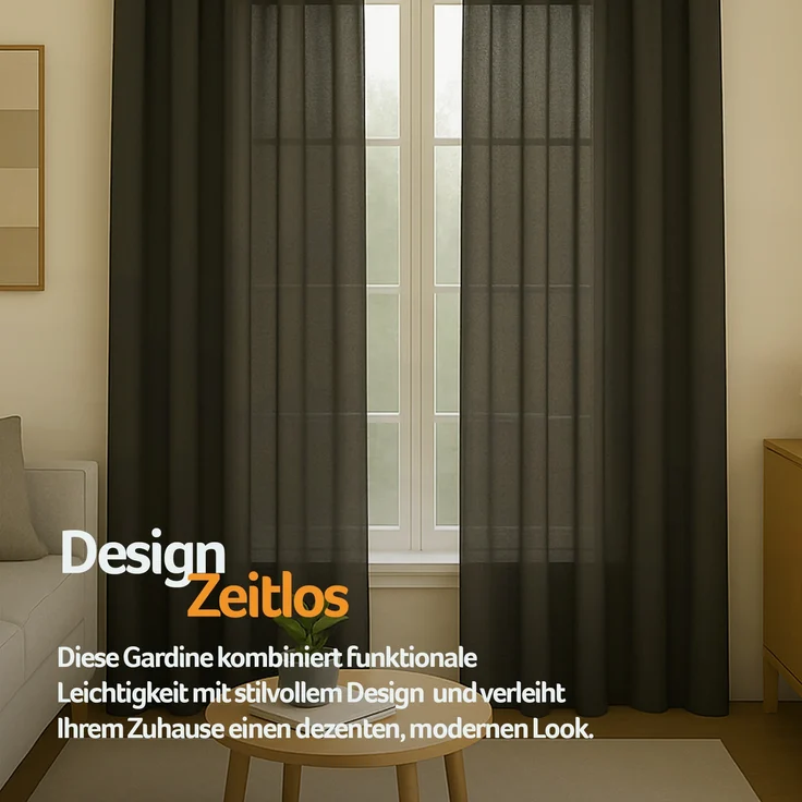 Gardine mit Ösen *** x *** cm ( Breite x Länge ) in ***, blickdichter Vorhang, Ösenvorhang in vielen Variationen 140x245 cm Anthrazit – Bild 8