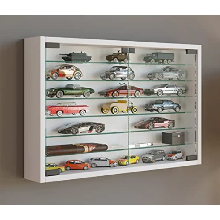 MID.YOU Hängevitrine, Weiß, Glas, 6 Fächer, 60x40x10 cm, hängend, mit Drehtüren – Bild 2