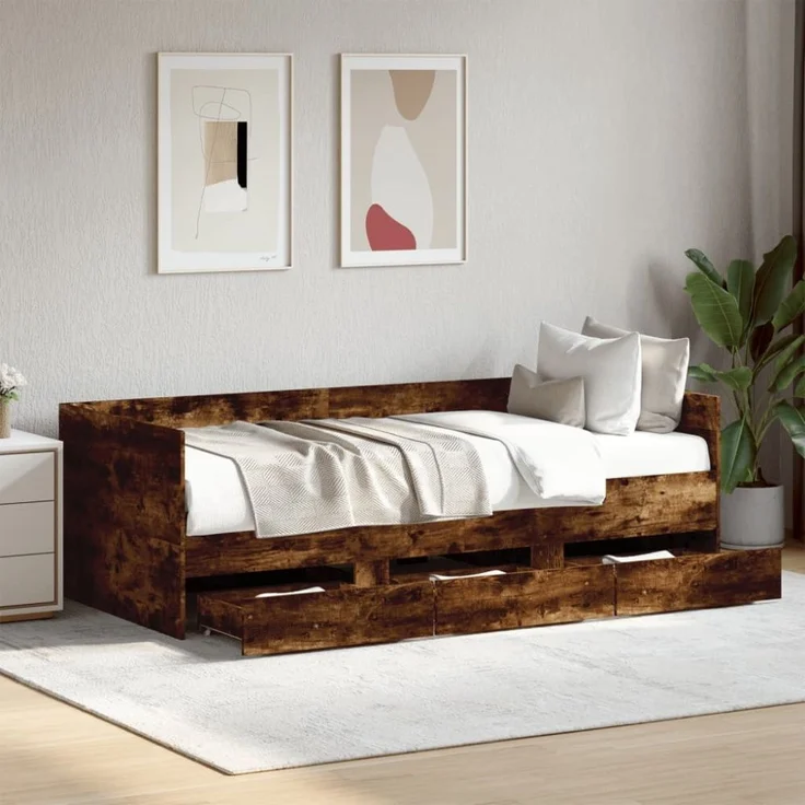 vidaXL Tagesbett mit Schubladen ohne Matratze Räuchereiche 75x190 cm 3280836 – Bild 4
