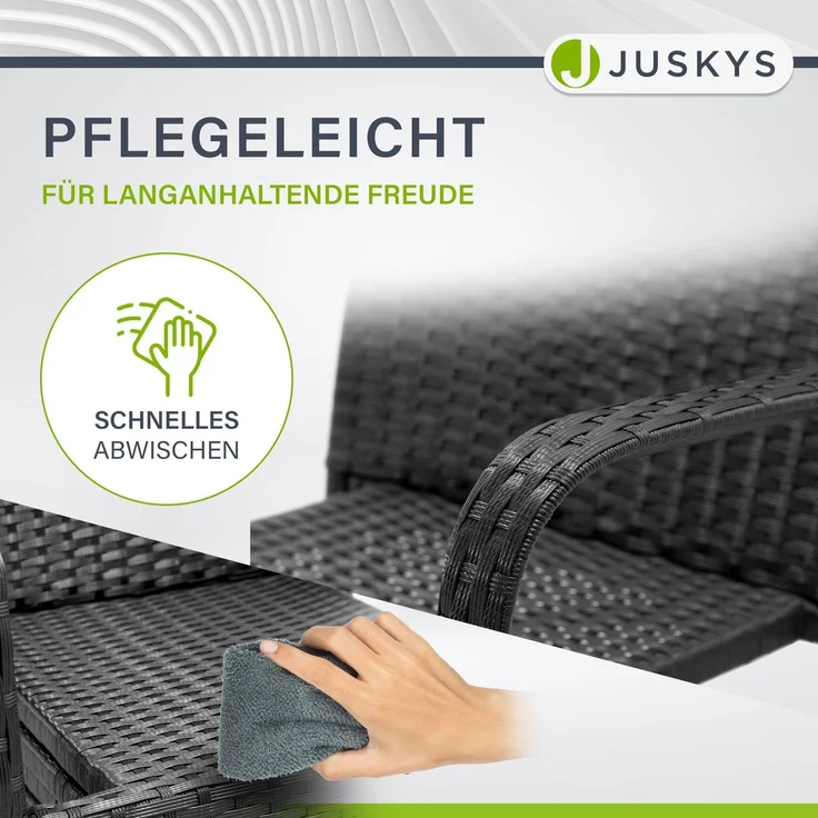 Juskys Polyrattan Gartenstühle Yoro 2er Set - mit Armlehnen & Rückenlehne - 2 Stühle stapelbar - Rattan Stuhl Garten - Stapelstuhl Schwarz – Bild 8