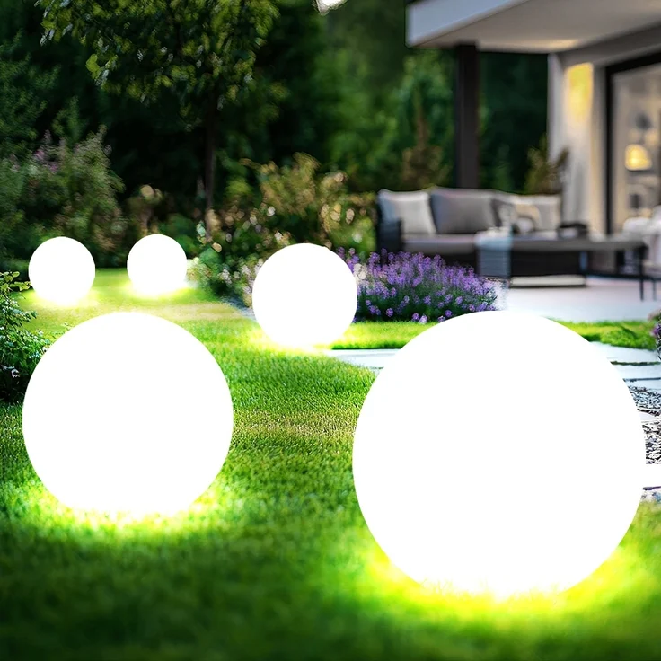 5er Set LED Solarleuchte, Kugel weiß, H 62 cm – Bild 5