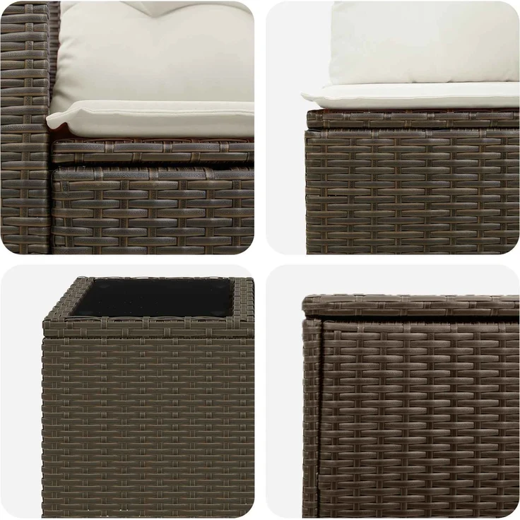 vidaXL Sofa Set 8 stk. Braun und Creme Weiß Polyrattan und Stahl 3448488 – Bild 8