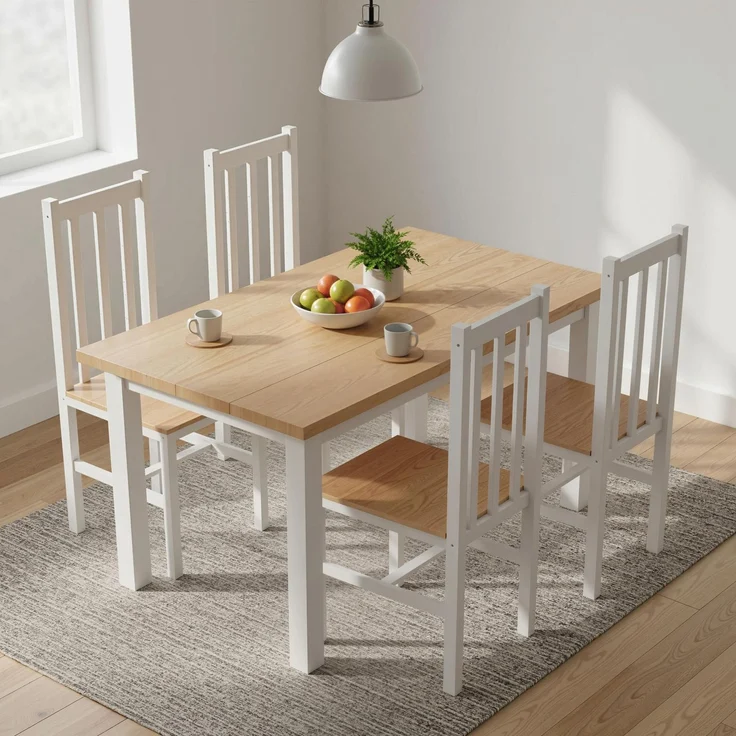 MELAYR, 4er-Set Küchenstühle Esszimmerstühle Stühle, Massivholz, modernes Design, 38 5 cm x 47.5 cm x 99 cm, Naturholz – Bild 3