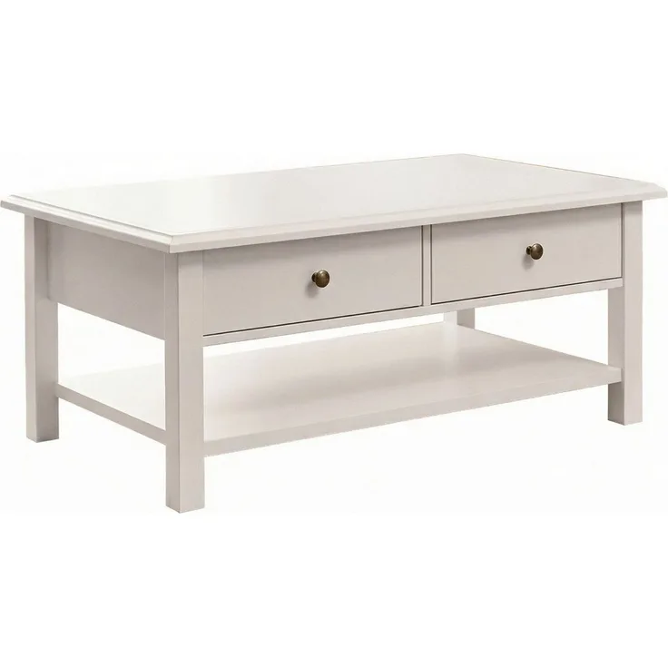 moebel-dich-auf Couchtisch AARHUS (weiß, im Landhausstil), 2 Schubkästen, 1 Ablageboden, 102 cm breit