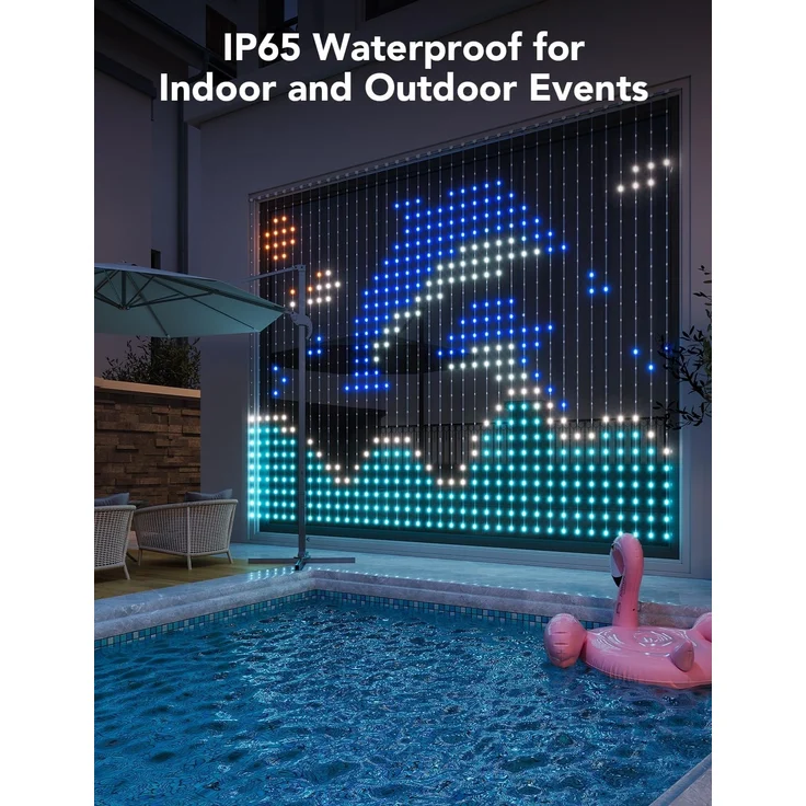 Govee Curtain Lights, 520 RGBIC LEDs Lichterkette, DIY Lichtmuster, Smart LED Vorhang 86+ Modi, IP65 Wasserfest, kompatibel mit Alexa für Zimmer, Party Deko (1,5×2m) – Bild 7