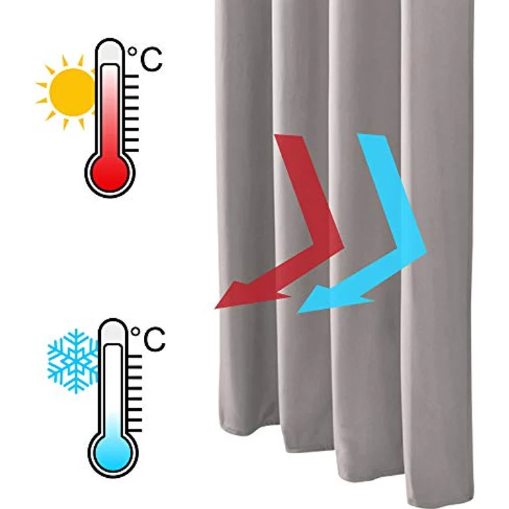 Beautissu Vorhang 2er Set Thermovorhang Gardine Grau Amelie TK, 140x245cm, Vorhang isolierend Kälte- & Hitzeschutz Universalband Verdunkelnd – Bild 4