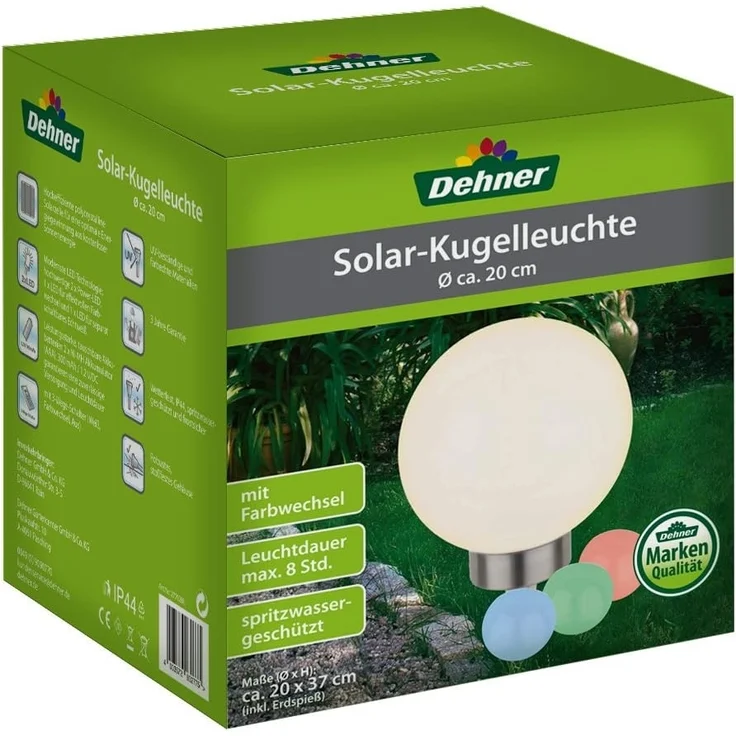 Dehner Solarleuchte Kugel mit Erdspieß und Farbwechsel, Ø 20 cm, Kunststoff,Weiß – Bild 5