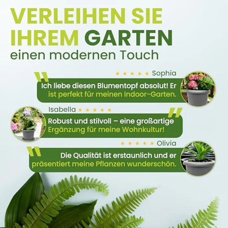Centi Pflanzkübel Blumentöpfe groß außen, Blumentopf, Rundtopf (Spar Set, 6 St, 30 cm), mit Untersetzer, Blumenkübel Pflanzentopf, Anthrazit – Bild 7
