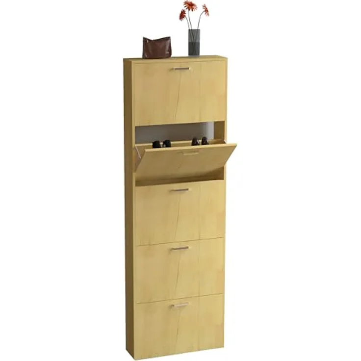 MID.YOU Schuhschrank Sulos, Honigeiche, stehend, Kunststoff, 59x179x17 cm, Schuhaufbewahrung