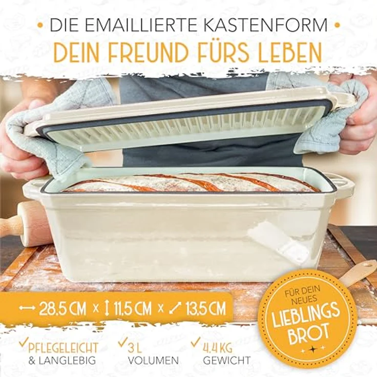 Krustenzauber Brotbackform Brotbackform Gusseisen Topf Brot Backen [inkl. Gärkorb] – Bild 6