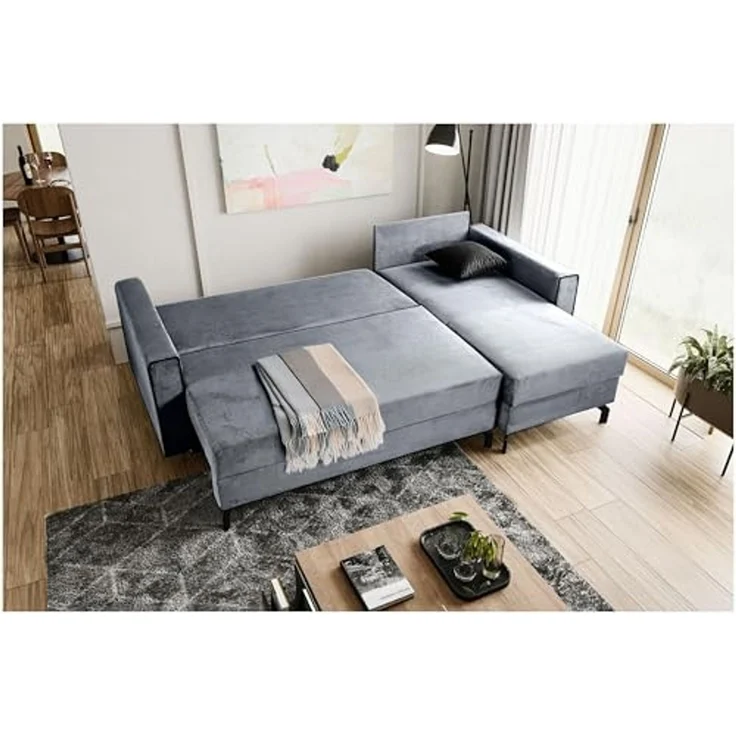 Ecksofa (B/H/T: 230x89x148 cm) in Blau-grau – Bild 7