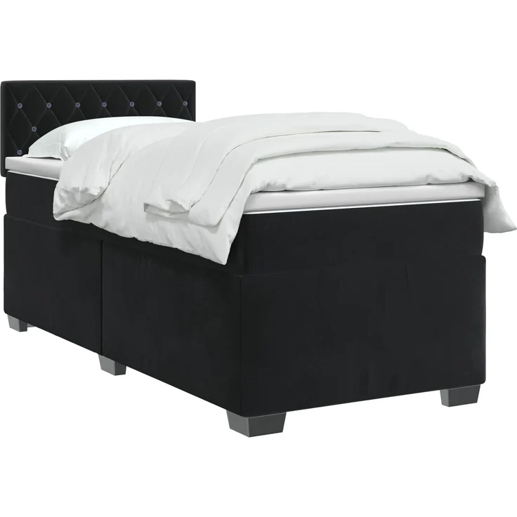 vidaXL Boxspringbett mit Matratze Schwarz 100 x 200 cm Samt 3450652 – Bild 3