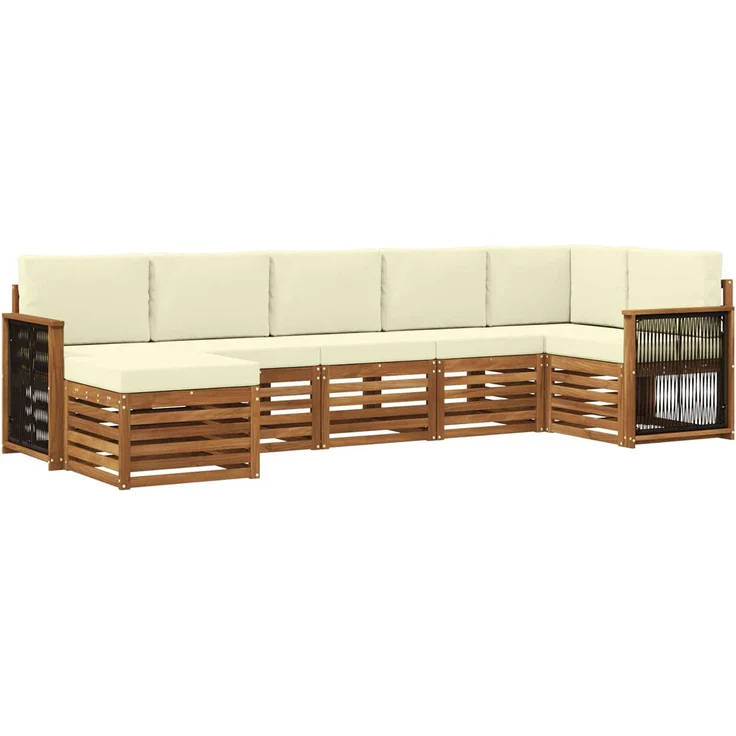 vidaXL Outdoor-Sofagarnitur 7 stk. 6-Sitzer Natur und Creme 3384621 – Bild 2