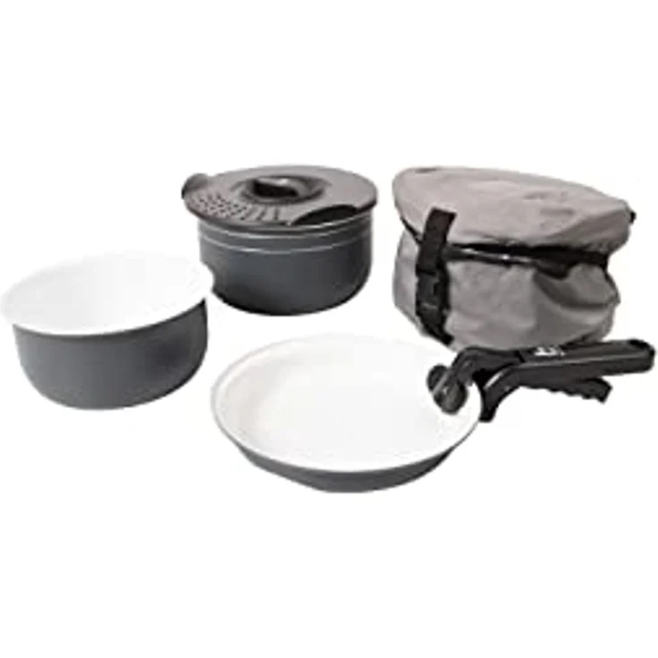 Bo-Camp Topf-Set Keramik Kochset 5-teilig Alu Camping, Koch Geschirr Topf Antihaft Pfanne – Bild 2