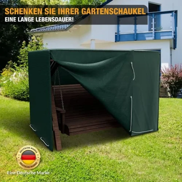 Kronenburg Hollywoodschaukel Abdeckung, 150 x 210 x 150cm, wasserdicht, Waschbar bis 30°C, Abdeckplane Gartenschaukel für 3-4 Sitzer - Wasserdicht in grün – Bild 7