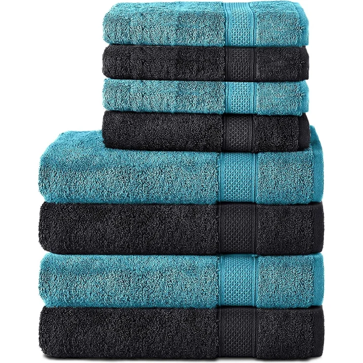 Komfortec Handtuch Set 100% Baumwolle, 4 Badetücher 70x140 und 4 Handtücher 50x100 cm, Frottee (Packung, 8-St), Badehandtuch & XXL Saunatuch, Weich, Towel, Groß – Bild 1