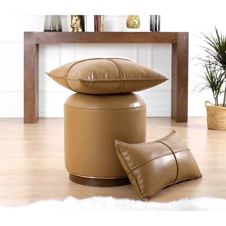 Hanah Home 'Milotte - Beige' Pouffe, Kaffee, 42 x 43 x 42 cm – Bild 4