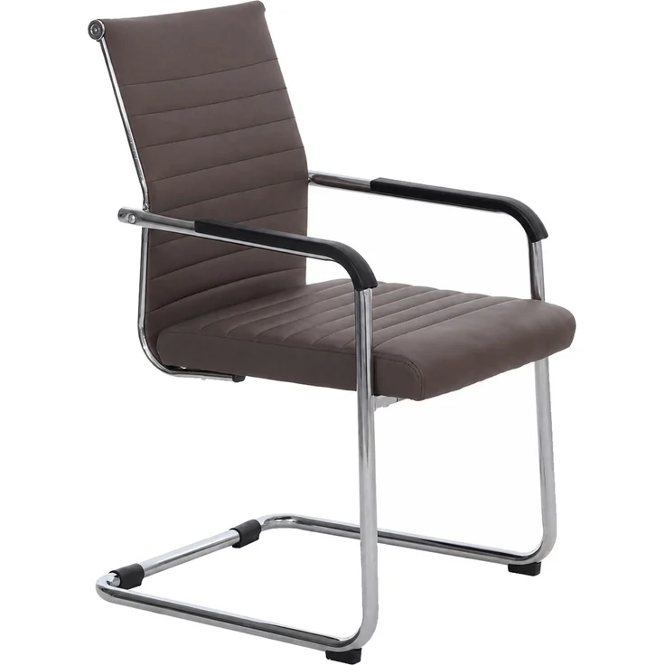 2er-Set Besucherstuhl HWC-Q85, Konferenzstuhl Freischwinger, Metall Kunstleder 280 g/m² ~ dunkelbraun – Bild 8