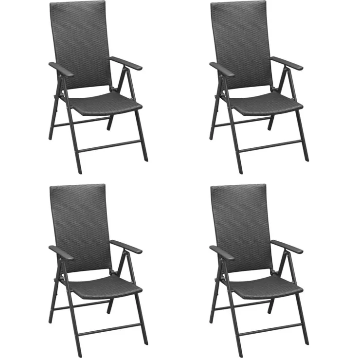vidaXL Gartenstühle 4 Stk. Poly Rattan Schwarz 313105