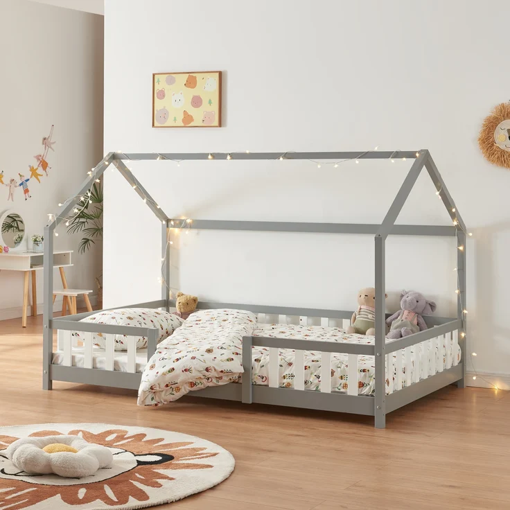 Hausbett Sisimiut 120x200 cm Hellgrau / Weiß [en. casa] – Bild 1