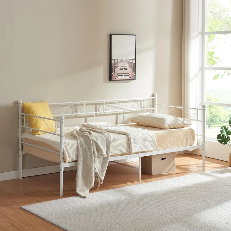 en.casa 'Granada' Metallbett, Weiß, 90x200 cm – Bild 1