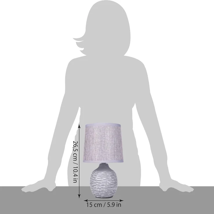 BRUBAKER Tischleuchte Designer Nachttischlampe Grau, Tischlampe, Ohne Leuchtmittel, Deko Nachttischlampen mit Keramikfuß - Modern - 1x oder 2er Set – Bild 9